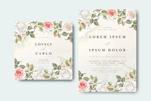 Floral wedding invitation design vector