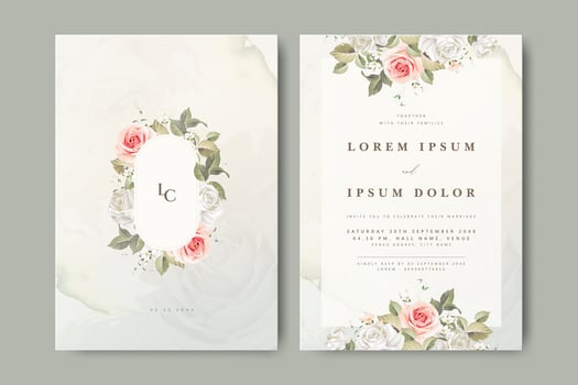 Floral wedding invitation design vector
