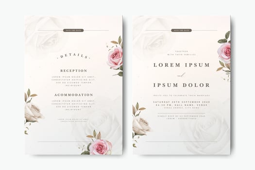 Floral wedding invitation design vector