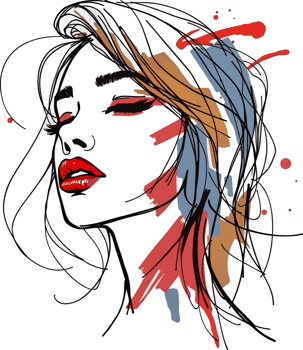 Elegance Unveiled of Captivating Woman Line Art png
