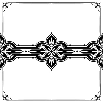 Elegant Ornamental Frame With Floral Accents in Black White vector