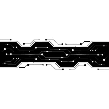 Circuit Board Modern Tech Background, Black and White vector