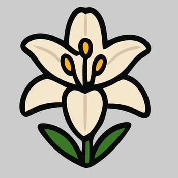 White lily flower icon, suitable for peaceful themes, memorial art, or sacred floral illustrations. vector