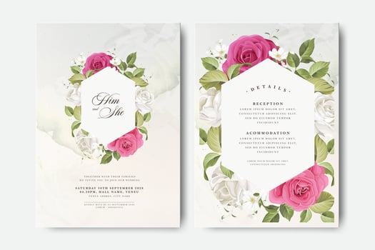 Floral wedding invitation design vector
