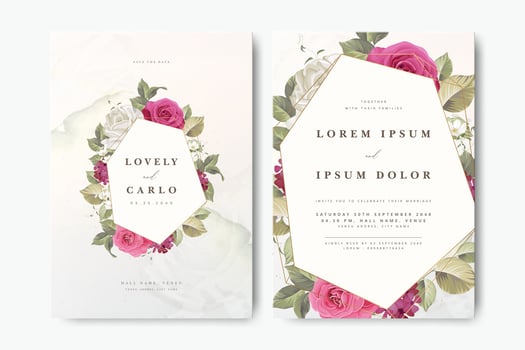 Floral wedding invitation design vector