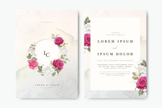 Floral wedding invitation design vector