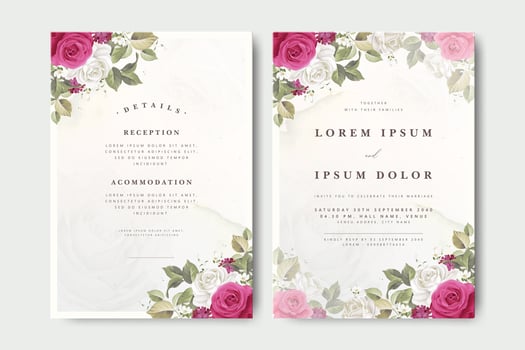 Floral wedding invitation with details vector