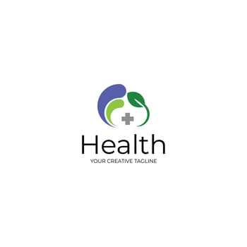 Minimalist healthcare and medical logo design with leaf vector