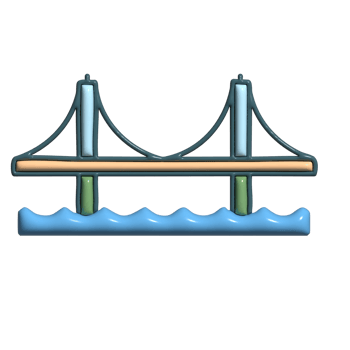 3D Cartoon Bridge Infrastructure Icons png