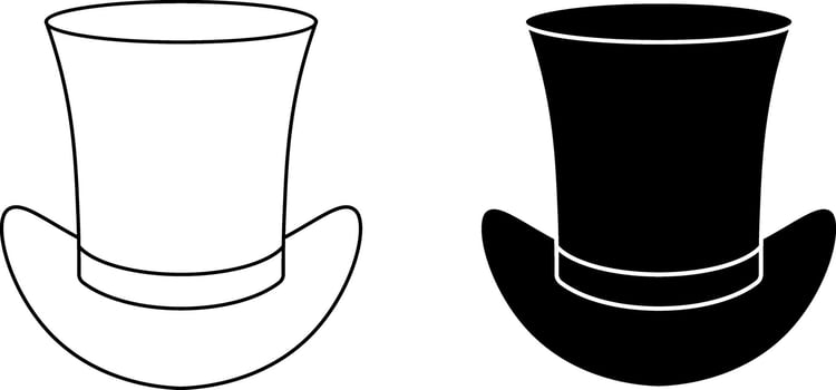 outline silhouette Top hat icon set vector