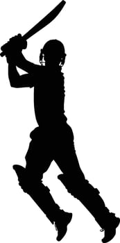 Cricket Player Ready to Hit Silhouette vector