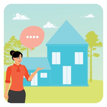 Real Estate Agent Presenting a Modern Home for Sale. vector