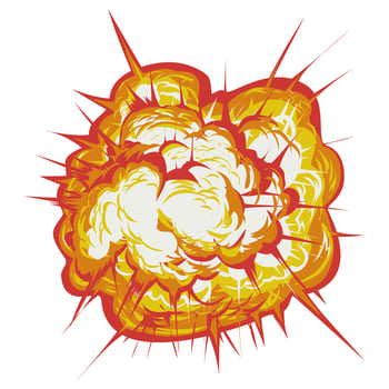 Exploding Orange Yellow Cloud with Spikes Comic Style on transparent vector