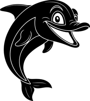 Happy Dolphin Face in Clean Black Silhouette vector