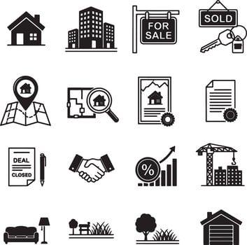 Real estate icons set vector