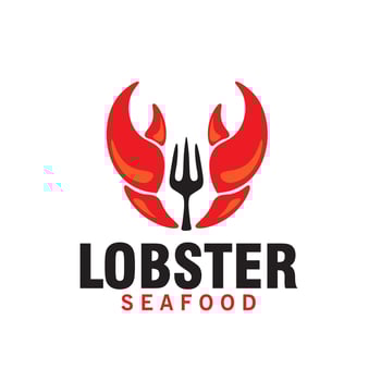 lobster crayfish with fork seafood logo design template vector