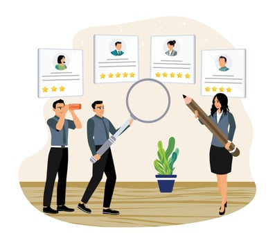The recruitment process to select candidates who are suitable for the job position. vector