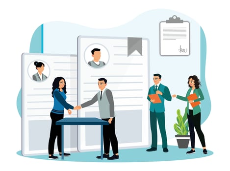 Job interview, employment process, choosing a candidate. vector