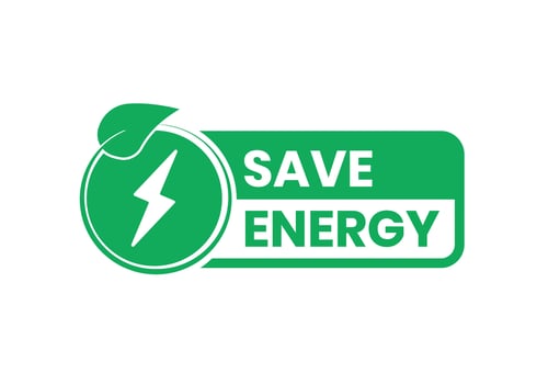 Save energy symbol. Energy icon with green leaf. Eco friendly. Stock Illustration vector