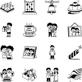 Collection of Hand Drawn Rakhsha Bandhan Icons vector