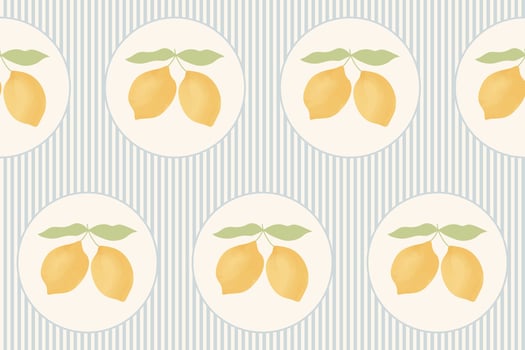 Seamless pattern of blue stripes with lemons and leaves. Italian summer vacation. Dolce vita background with citrus fruits. trendy design for fabric, wrapping paper vector