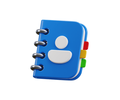 Contact phone icon 3d render concept of Phone or address book, Contact information, business partners, digital communication icon illustration png