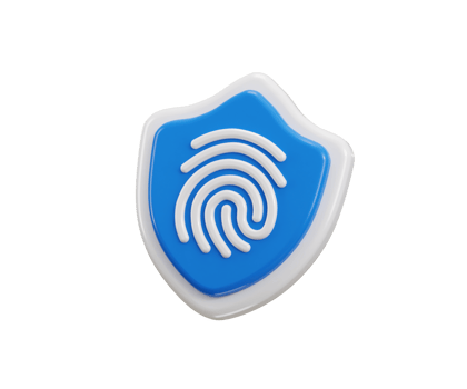 Fingerprint with protect shield icon 3d render concept of cyber secure icon Digital security authentication finger scan for authorization identity 3d fingerprint scanning icon png