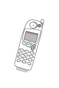 Art line black Old cell phone with number keypad vector