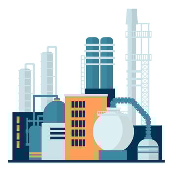 Oil Refinery Complex with Pipes vector