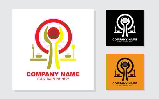 Logo for restaurant. Spoon, Fork and Plate Logo for Restaurant, Catering. vector