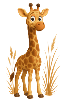 A cartoon giraffe standing in tall grass png