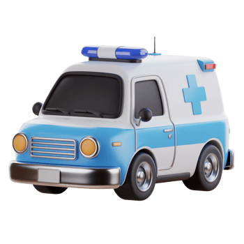 Cartoon 3D Ambulance Vehicle with Blue Stripe and Light on Transparent Background png