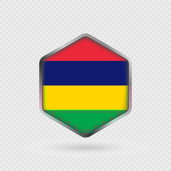 Mauritius Flag Icon in Hexagon Shape. vector