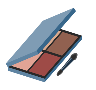 Illustration of an Eyeshadow Palette with Brush png