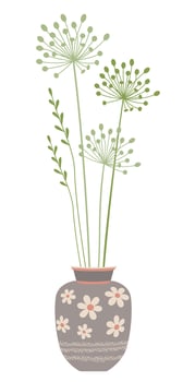 Ceramic Vase with Grass for Home Decoration vector