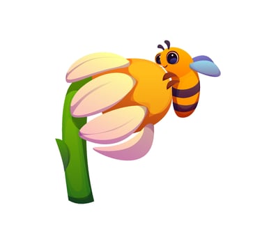Honey font, bee and daisy flower letter P vector