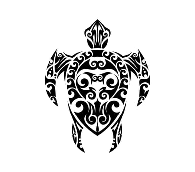 Maori turtle reptile animal tattoo vector