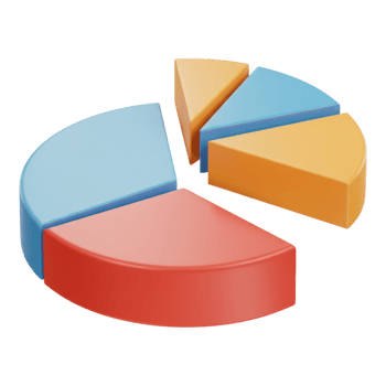 Colorful 3D Pie Chart with Emphasized Slice Transparent Background for Data Visualization png