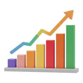 3D Bar Graph with Upward Trend Transparent Background png