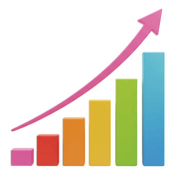 3D Bar Graph Upward Trend Transparent Background png