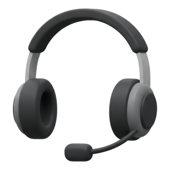 3D Headset with Microphone Transparent Background for Communication png