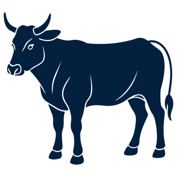 blue silhouette of a standing bull png
