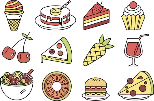 Tasty Food and Beverage Graphics Collection vector