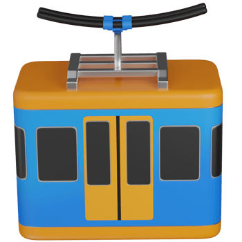 3D render Cable Car Illustration png