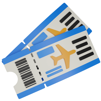 3D Rendered Airplane Tickets for Travel and Flight Booking icon png