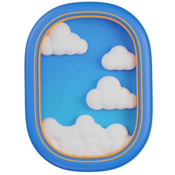 3d render Airplane Window View with Clouds icon png