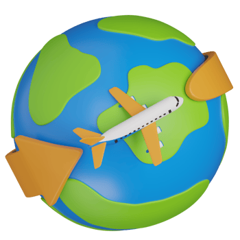 3d render Global Airplane Travel icon png