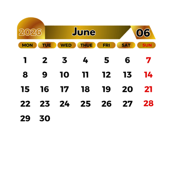 June 2026 calendar design template png