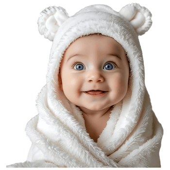 Cute Baby Wrapped in White Towel High-Resolution Infant Photo png