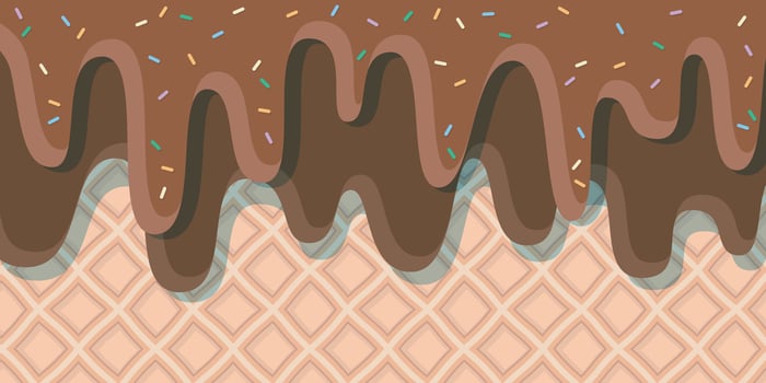 Cool sweet waffle cone texture melted brown background vector